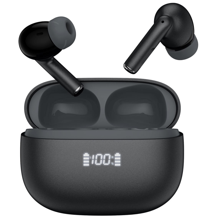 Ασύρματα ακουστικά με ANC+ENC 300 mAh + 2x 40 mAh μαύρα