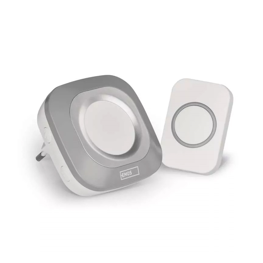 Ασύρματη κουδούνι για πρίζα 230V + 1xCR2032 IP44 γκρι