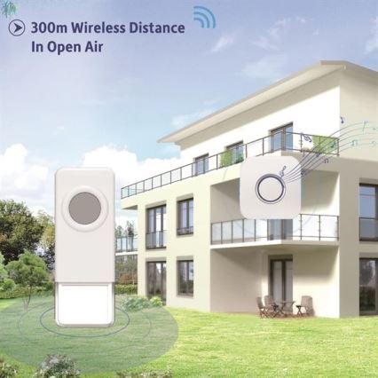 Ασύρματο κουδούνι 3xAAA/1xA23 IP55 λευκό