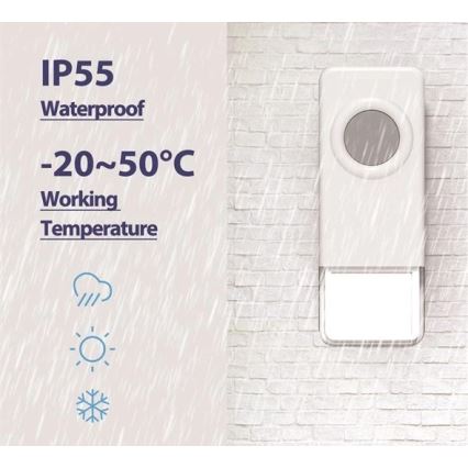 Ασύρματο κουδούνι 3xAAA/1xA23 IP55 λευκό