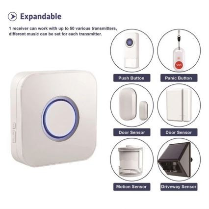 Ασύρματο κουδούνι 3xAAA/1xA23 IP55 λευκό