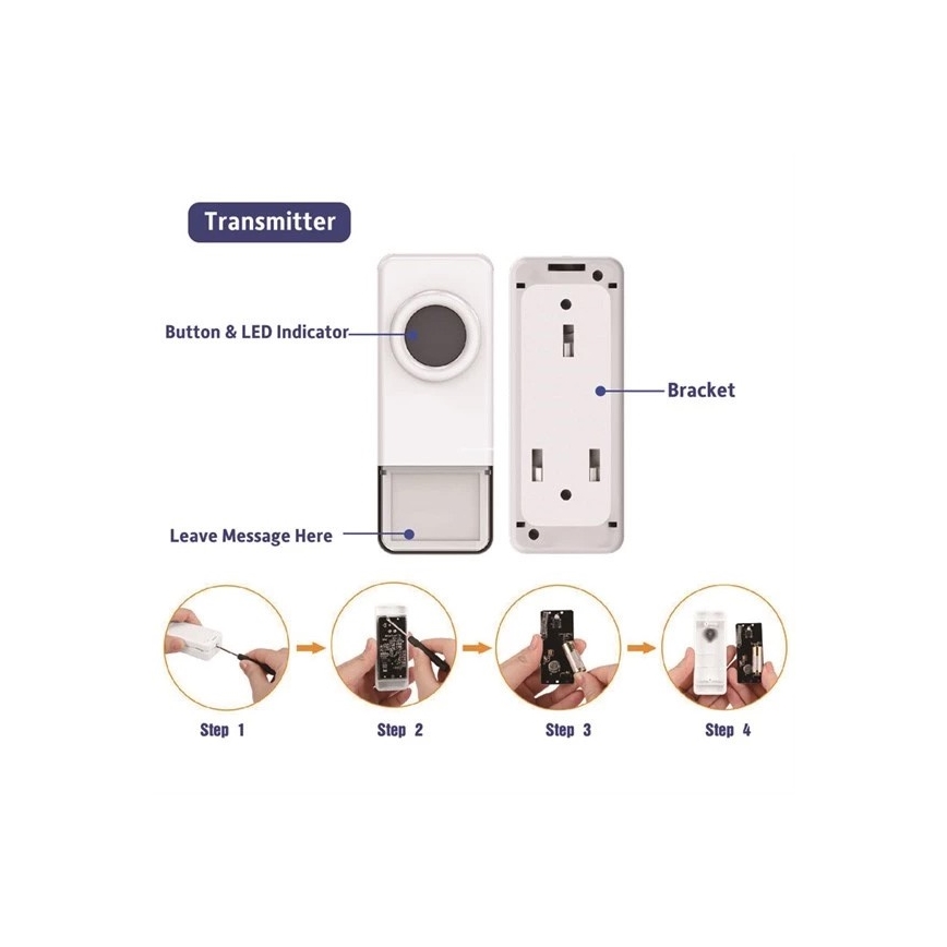 Ασύρματο κουδούνι 3xAAA/1xA23 IP55 λευκό