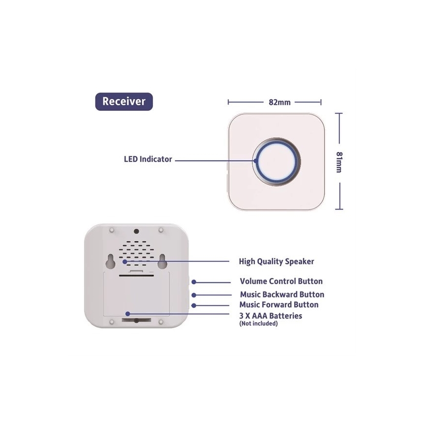 Ασύρματο κουδούνι 3xAAA/1xA23 IP55 λευκό