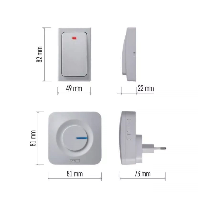 Ασύρματο κουδούνι πρίζας 230V IP44 λευκό