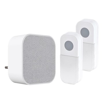 Ασύρματο κουδούνι πόρτας 230V + 2x κουμπί 2xCR2032 IP44 λευκό