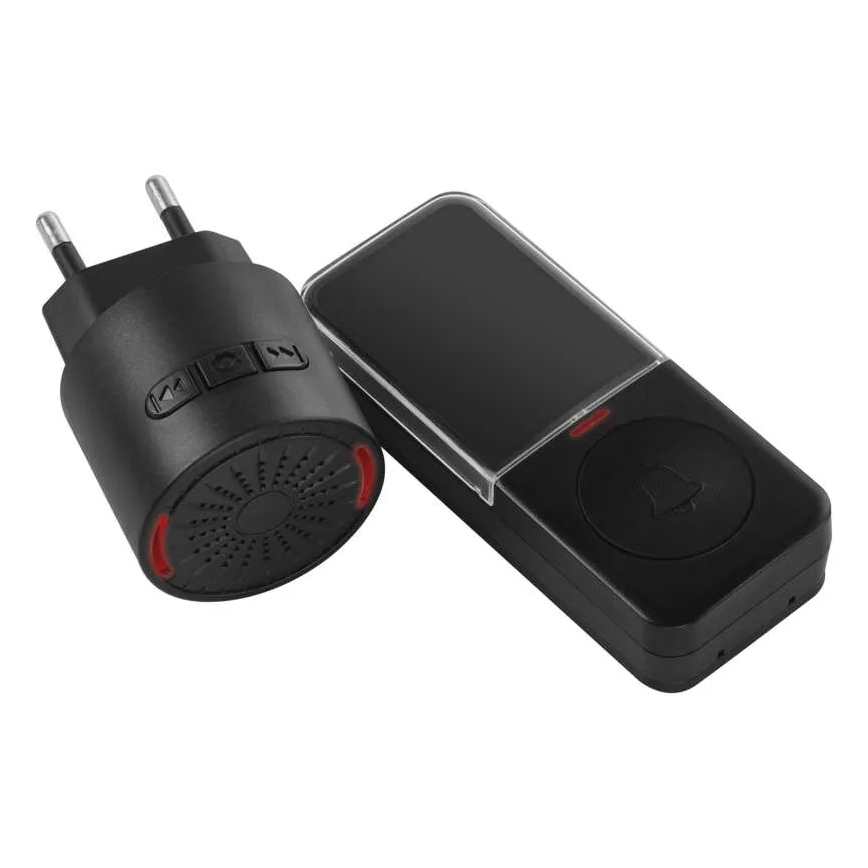 Ασύρματο κουδούνι πόρτας για πρίζα 230V + 1xCR2032 μαύρο