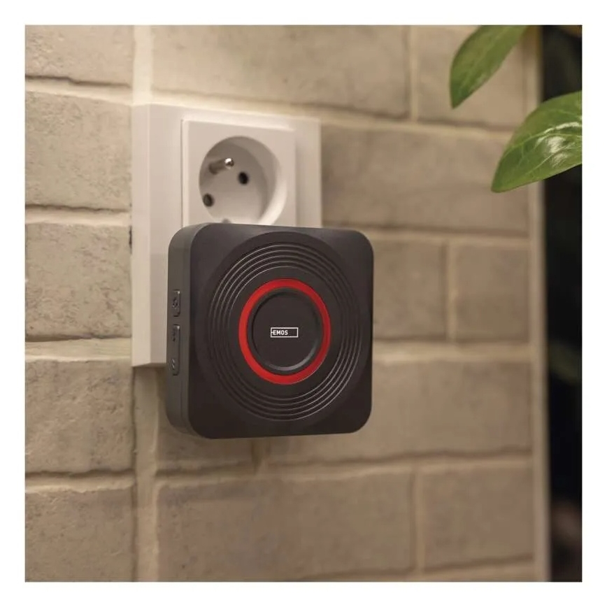 Ασύρματο κουδούνι για πρίζα GoSmart 230V + 1xCR2032 γκρι Wi-Fi