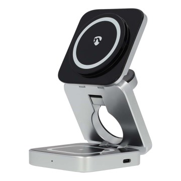 Ασύρματος φορτιστής 3σε1 15W ασημί