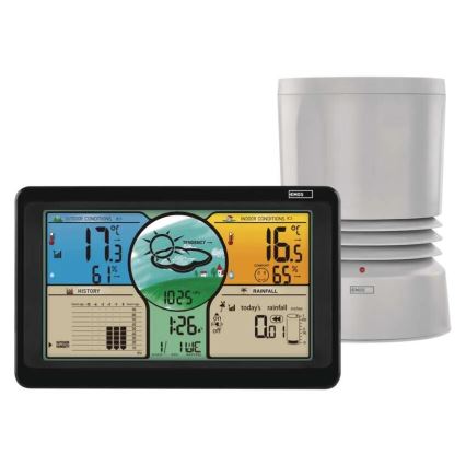 Ασύρματος μετεωρολογικός σταθμός με έγχρωμη οθόνη LCD και πλουβιόμετρο 3xAAA μαύρο