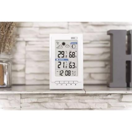 Ασύρματος μετεωρολογικός σταθμός με ξυπνητήρι 2xAAA + 2xAA λευκό