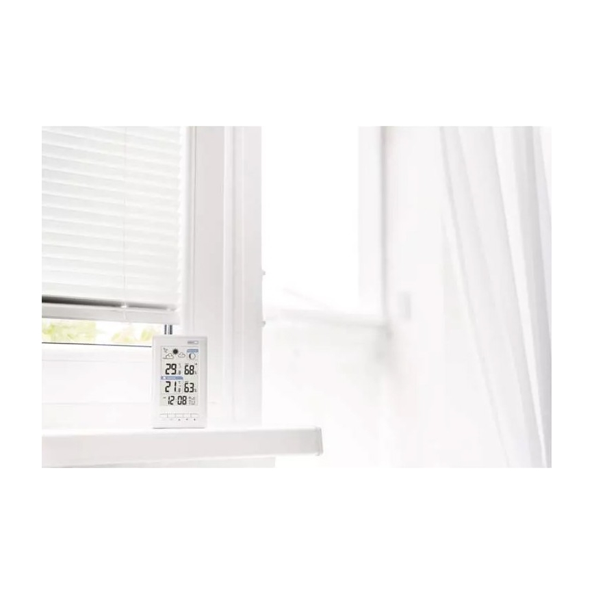 Ασύρματος μετεωρολογικός σταθμός με ξυπνητήρι 2xAAA + 2xAA λευκό