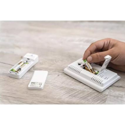 Ασύρματος μετεωρολογικός σταθμός με ξυπνητήρι 2xAAA + 2xAA λευκό