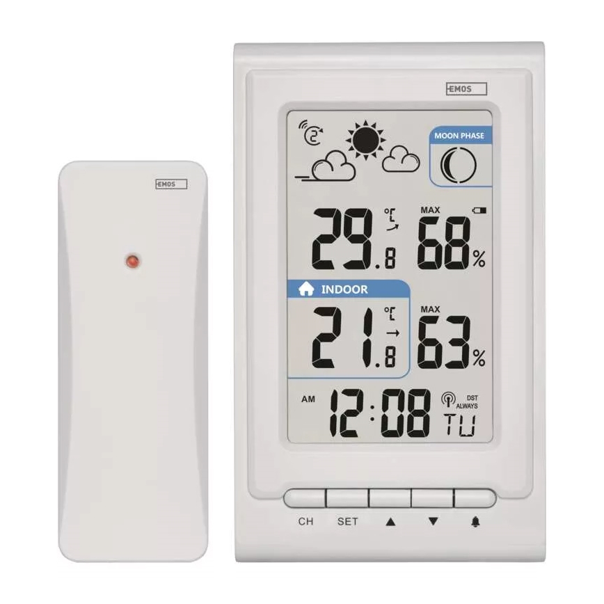 Ασύρματος μετεωρολογικός σταθμός με ξυπνητήρι 2xAAA + 2xAA λευκό