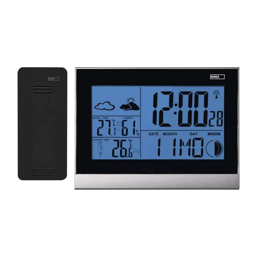 Ασύρματος μετεωρολογικός σταθμός με ξυπνητήρι 3xAAA + 2xAAA μαύρο