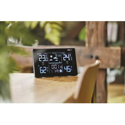 Ασύρματος μετεωρολογικός σταθμός με ξυπνητήρι 5V/3xAAA + 2xAAA μαύρο