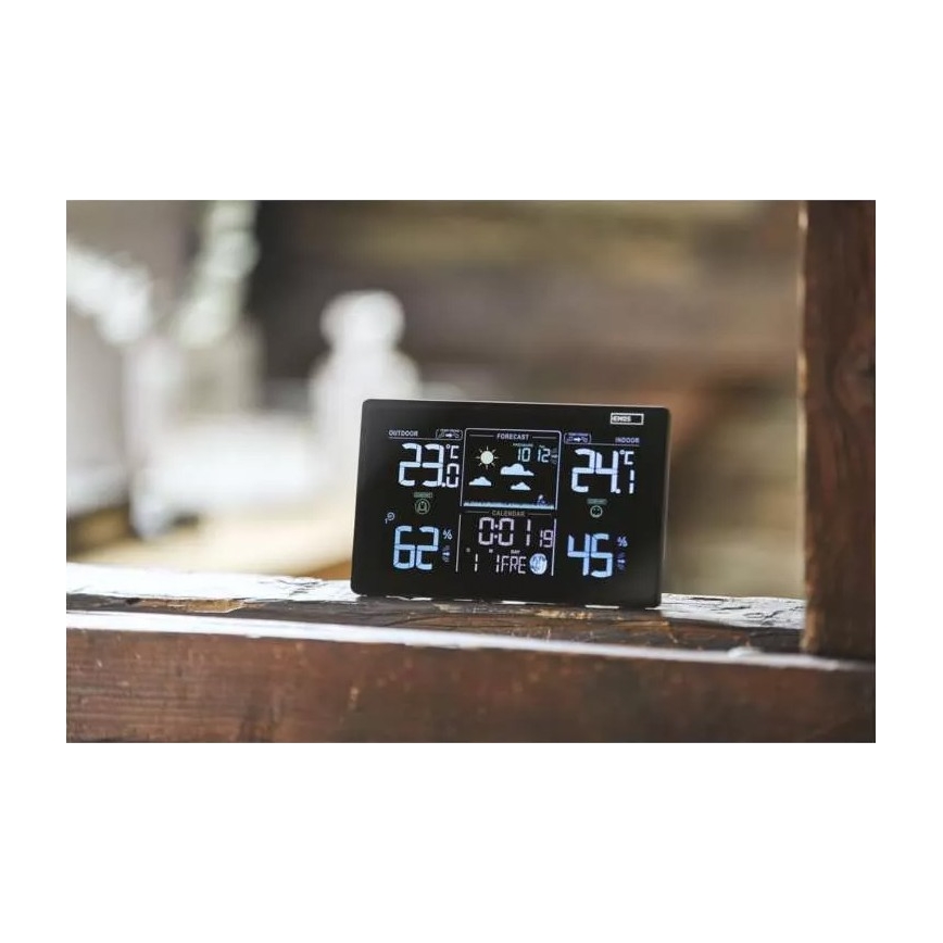 Ασύρματος μετεωρολογικός σταθμός με ξυπνητήρι 5V/3xAAA + 2xAAA μαύρο