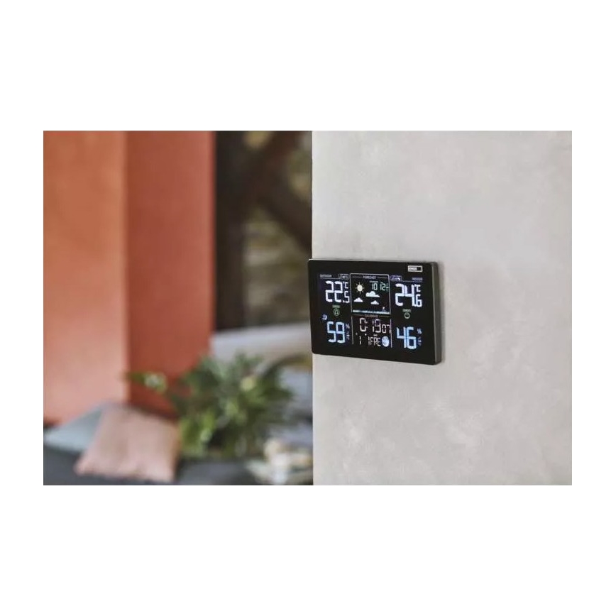 Ασύρματος μετεωρολογικός σταθμός με ξυπνητήρι 5V/3xAAA + 2xAAA μαύρο