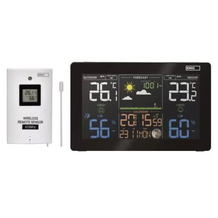 Ασύρματος μετεωρολογικός σταθμός με ξυπνητήρι 5V/3xAAA + 2xAAA μαύρο