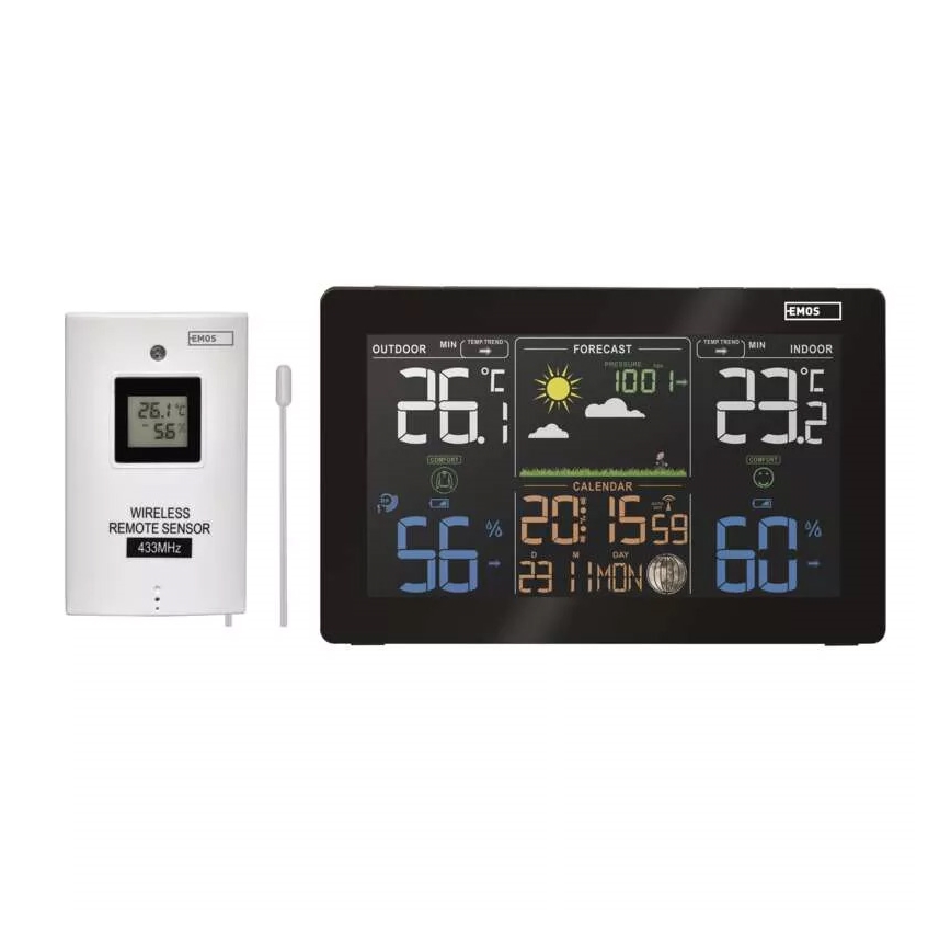 Ασύρματος μετεωρολογικός σταθμός με ξυπνητήρι 5V/3xAAA + 2xAAA μαύρο