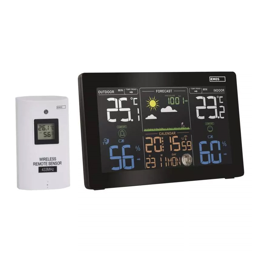 Ασύρματος μετεωρολογικός σταθμός με ξυπνητήρι 5V/3xAAA + 2xAAA μαύρο