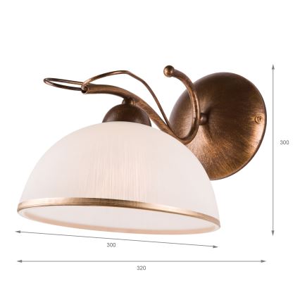 Απλίκα COBRA 1xE27/60W/230V μπρονζέ/πατίνα