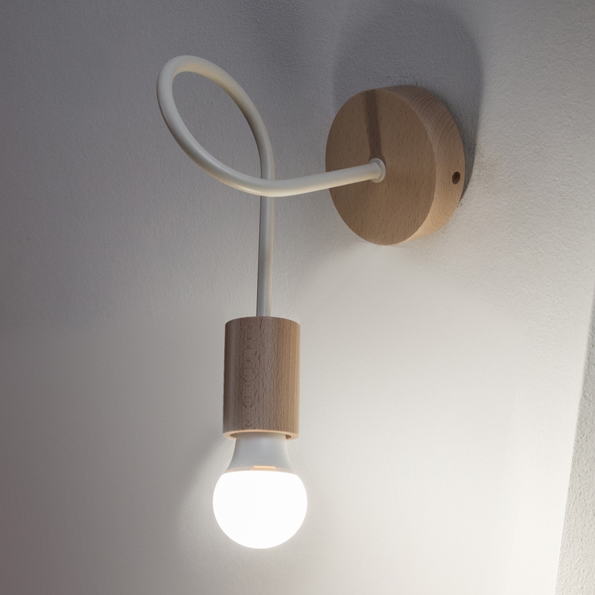 Απλίκα OXFORD 1xE27/15W/230V πεύκο/εκρού