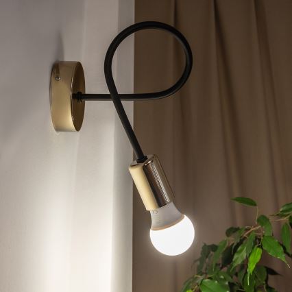 Απλίκα τοίχου OXFORD 1xE27/15W/230V, χρυσό/μαύρο