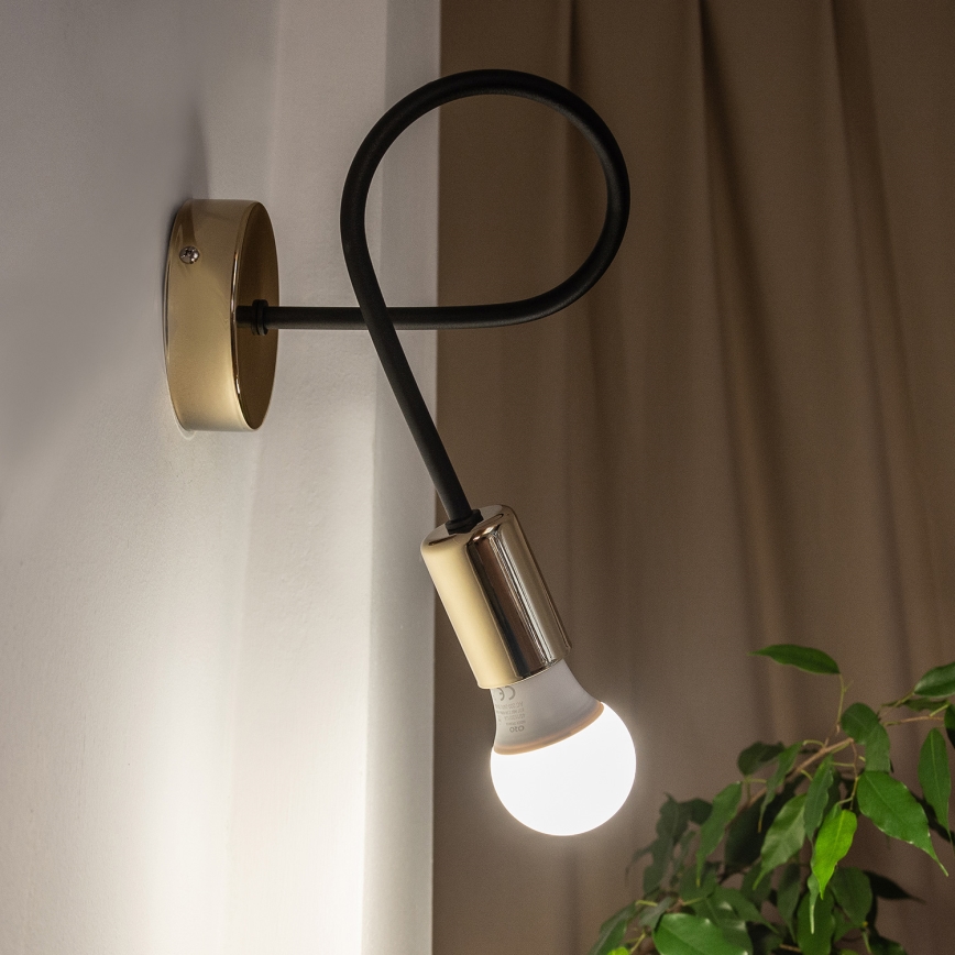 Απλίκα τοίχου OXFORD 1xE27/15W/230V, χρυσό/μαύρο