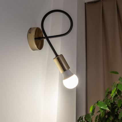 Απλίκα τοίχου OXFORD 1xE27/15W/230V, χρυσό/μαύρο