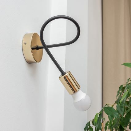 Απλίκα τοίχου OXFORD 1xE27/15W/230V, χρυσό/μαύρο