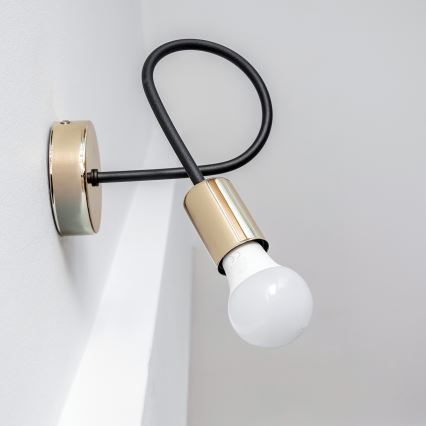 Απλίκα τοίχου OXFORD 1xE27/15W/230V, χρυσό/μαύρο