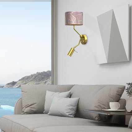 Επιτοίχιο φωτιστικό ZIGGY 1xE27/40W/230V + 1xGU10/MR11/7W ροζ/χρυσό