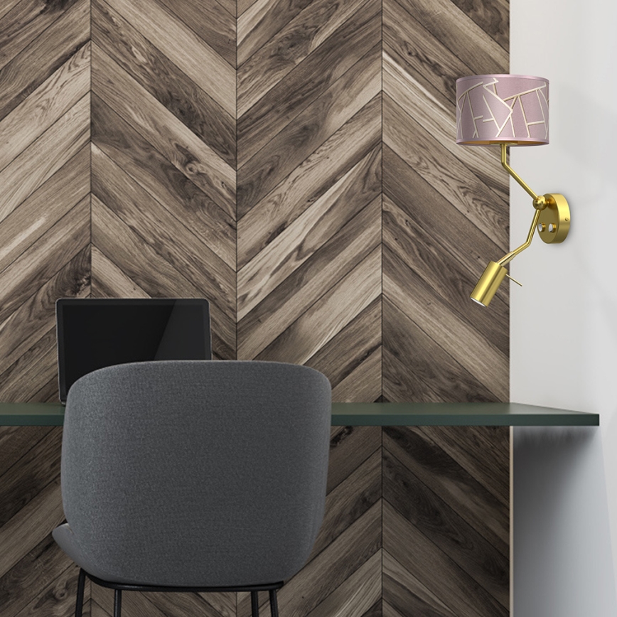 Επιτοίχιο φωτιστικό ZIGGY 1xE27/40W/230V + 1xGU10/MR11/7W ροζ/χρυσό