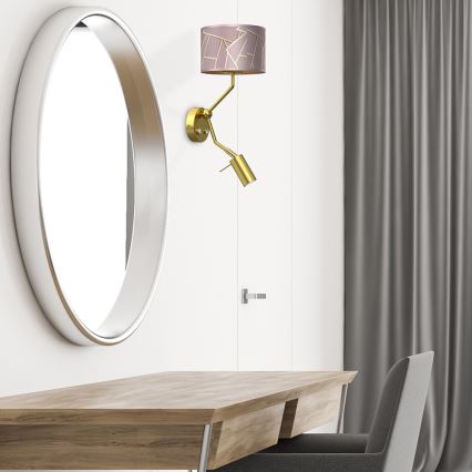 Επιτοίχιο φωτιστικό ZIGGY 1xE27/40W/230V + 1xGU10/MR11/7W ροζ/χρυσό