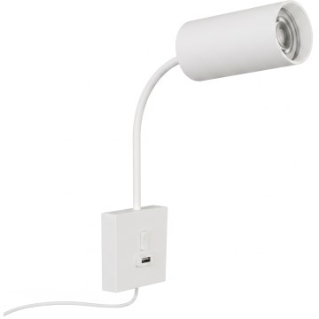Απλίκα τοίχου με USB PUNTO 1xGU10/9W/230V λευκή