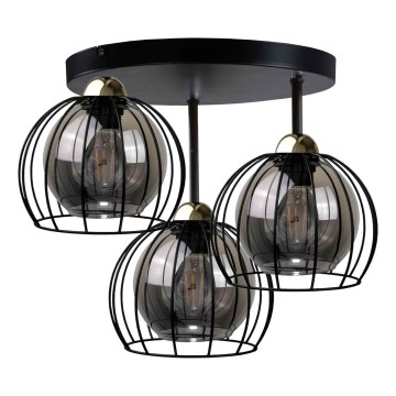 Απλίκα οροφής SOLO BLACK 3xE27/60W/230V διάμετρος 30 εκ. μαύρο/χρυσό