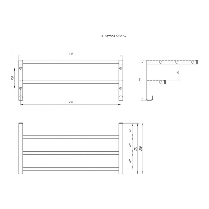 Απλώστρα πετσετών για θερμαντικό σώμα μπάνιου HF SHEFFIELD 52x25,6 cm λευκή