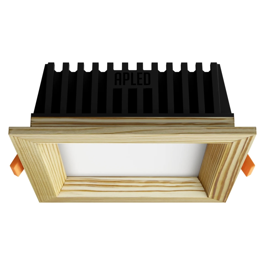 APLED - Χωνευτό φωτιστικό οροφής LED SQUARE WOODLINE LED/6W/230V 4000K 12x12 cm μασίφ ξύλο πεύκο