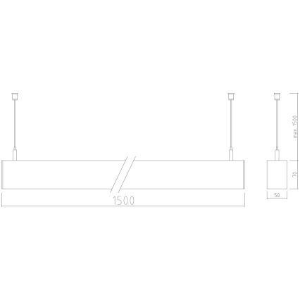 APLED -  Κρεμαστό φωτιστικό οροφής LED LOOK LED/58W/230V 4000K 150 cm ασημί