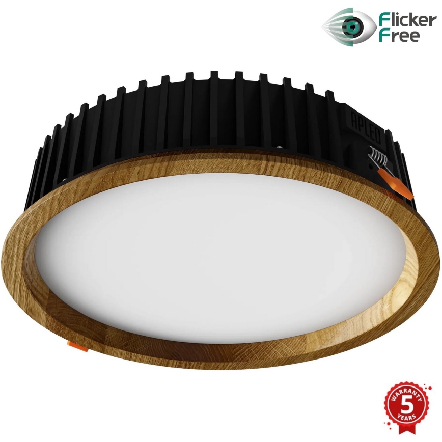 APLED - Κρεμαστό φωτιστικό οροφής LED RONDO WOODLINE LED/18W/230V 3000K διάμετρος 26 cm δρυς solid ξύλο