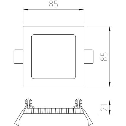 APLED - Κρεμαστό φωτιστικό οροφής μπάνιου LED SQUARE LED/3W/230V IP41 85x85 mm