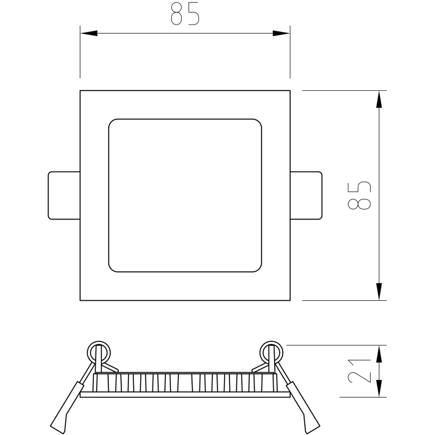 APLED - Κρεμαστό φωτιστικό οροφής μπάνιου LED SQUARE LED/3W/230V IP41 85x85 mm