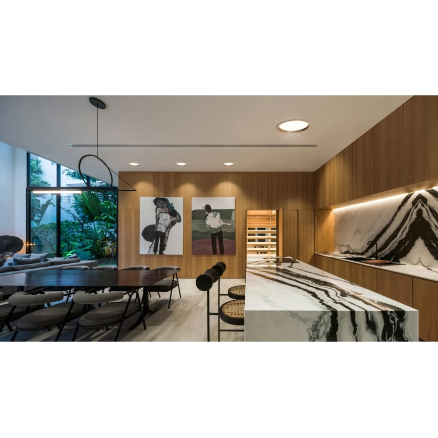 APLED - Κρεμαστό φωτιστικό οροφής LED RONDO WOODLINE LED/18W/230V 3000K διάμετρος 26 cm δρυς solid ξύλο