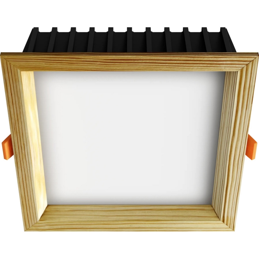 APLED - Χωνευτό φωτιστικό οροφής LED SQUARE WOODLINE LED/12W/230V 4000K 17x17 cm μασίφ ξύλο πεύκο