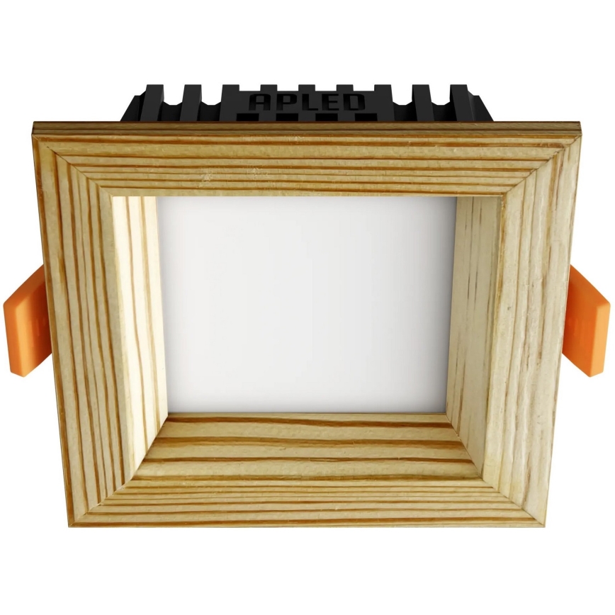 APLED - Χωνευτό φωτιστικό οροφής LED SQUARE WOODLINE LED/3W/230V 3000K 9x9 cm μασίφ ξύλο πεύκο