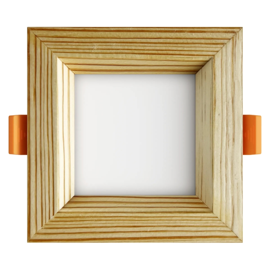 APLED - Χωνευτό φωτιστικό οροφής LED SQUARE WOODLINE LED/6W/230V 3000K 12x12 cm μασίφ ξύλο πεύκο
