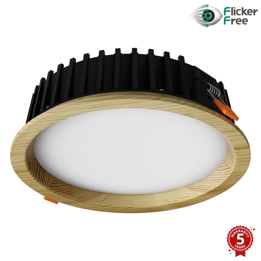 APLED - Χωνευτό φωτιστικό οροφής LED RONDO WOODLINE LED/12W/230V 3000K διάμετρος 20 cm πεύκο μασίφ ξύλο