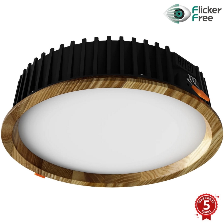 APLED - Χωνευτό φωτιστικό οροφής LED RONDO WOODLINE LED/18W/230V 3000K διάμετρος 26 cm δρυς μασίφ ξύλο