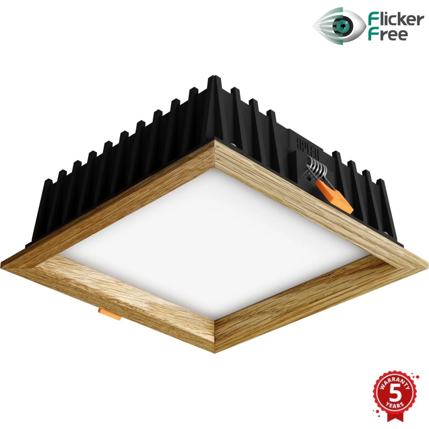 APLED - Χωνευτό φωτιστικό οροφής LED SQUARE WOODLINE LED/12W/230V 4000K 17x17 cm δρυς μασίφ ξύλο