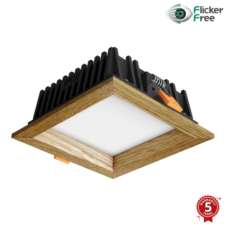 APLED - Χωνευτό φωτιστικό οροφής LED SQUARE WOODLINE LED/6W/230V 3000K 12x12 cm δρυς μασίφ ξύλο